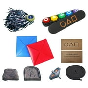 Squid Game Toys Traditional Korean Folk Game Set – Gonggi, Jebi Chagi, Paeng-y, Biseokchigi, Ddakji | Fun Family Games for Hand-Eye Coordination \u0026 Travel Entertainment